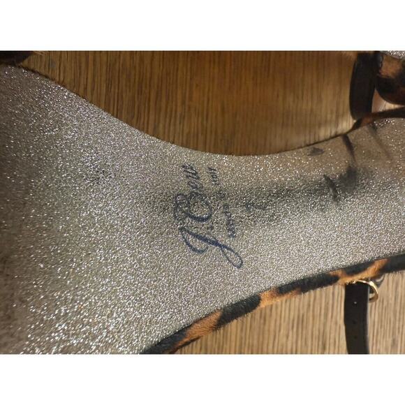 J.Crew Riley heeled sandals leopard calf hair with silver glitter size 7 Italy - Picture 6 of 10